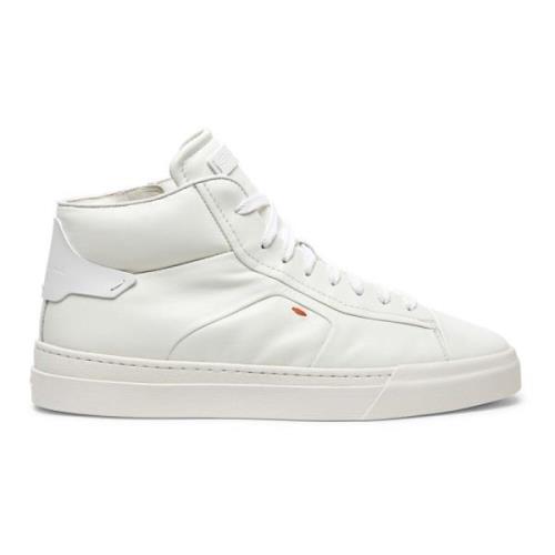 High Top Leren Sneaker Santoni , White , Heren