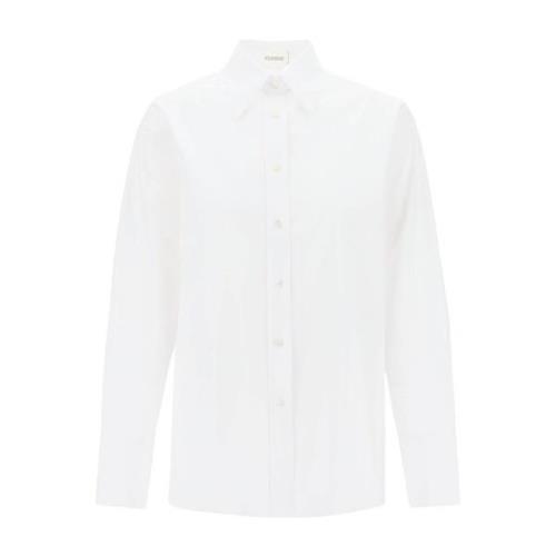 Klassieke Witte Button-Up Overhemd Closed , White , Dames