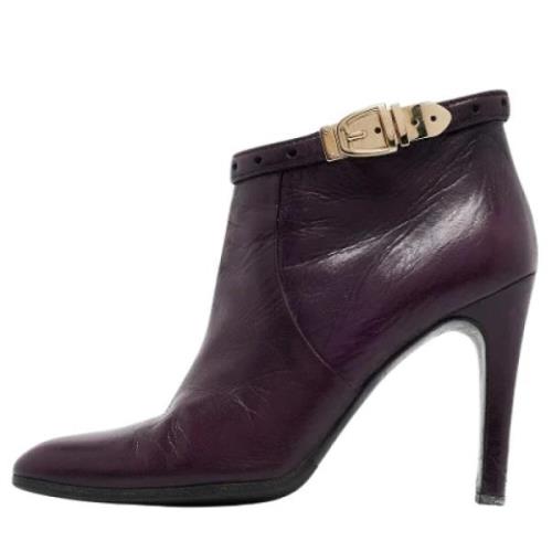 Pre-owned Leather boots Gucci Vintage , Purple , Dames