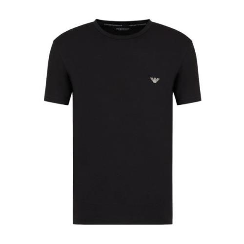 Contrast Logo Korte Mouw T-Shirt Emporio Armani , Black , Heren