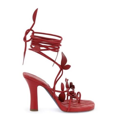 Ivy Flora Leren Sandalen met Hak Burberry , Red , Dames