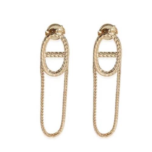 Pre-owned Metal earrings Hermès Vintage , Yellow , Dames