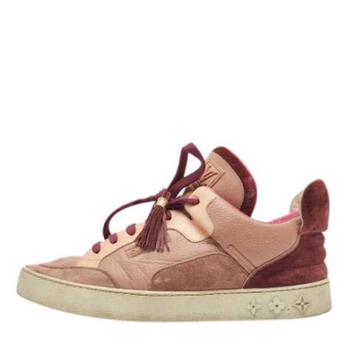 Pre-owned Leather sneakers Louis Vuitton Vintage , Pink , Heren