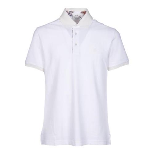 Wit Bloemen Polo Shirt Katoen Pique Etro , White , Heren