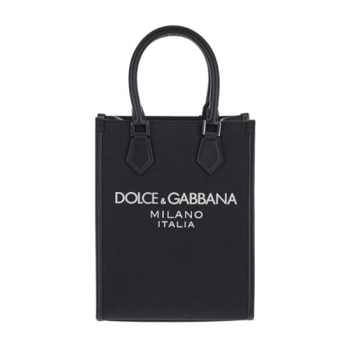 Leren Logo Tas Dolce & Gabbana , Black , Heren