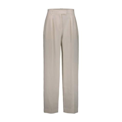 Hoge Taille Linnen Wijde Pijp Broek The Row , White , Dames