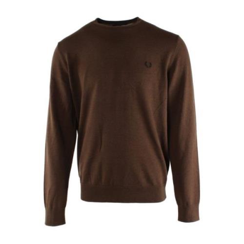 Bruine Wol Katoen Trui Fred Perry , Brown , Heren