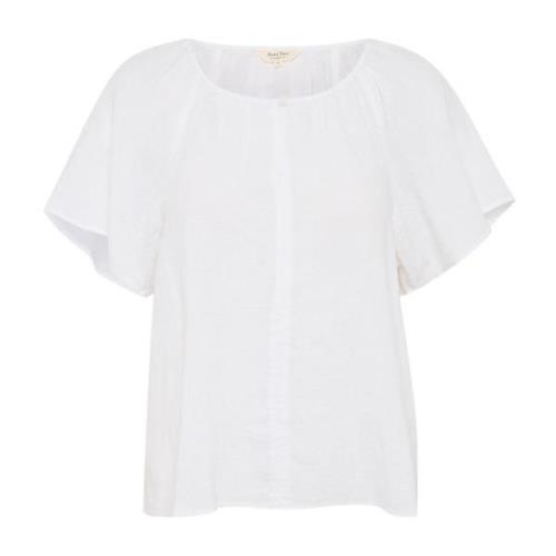 Vrouwelijke Linnen Blouse Bright White Part Two , White , Dames