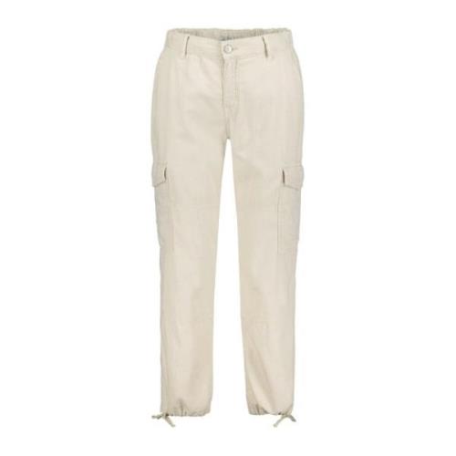 Cargo Katoen Linnen Broek Red Button , Beige , Dames