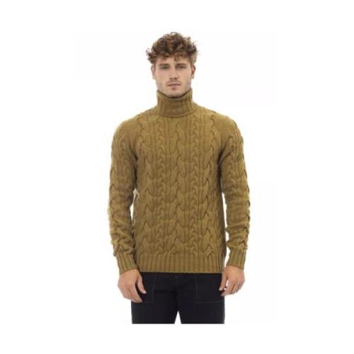 Bruine Wol Turtleneck Sweater Alpha Studio , Brown , Heren