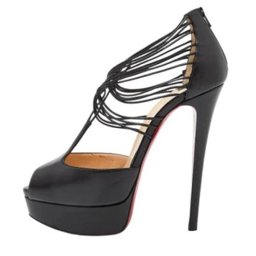 Pre-owned Leather sandals Christian Louboutin Pre-owned , Black , Dame...