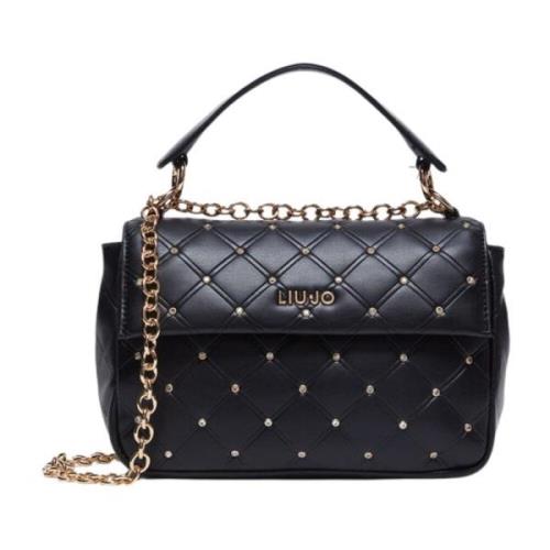 Gewatteerde Nappa Tas met Strass Liu Jo , Black , Dames