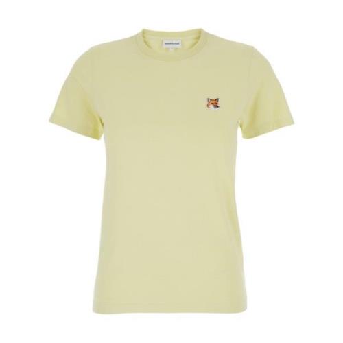 Gedurfd Vossenkop Patch T-shirt Maison Kitsuné , Yellow , Dames