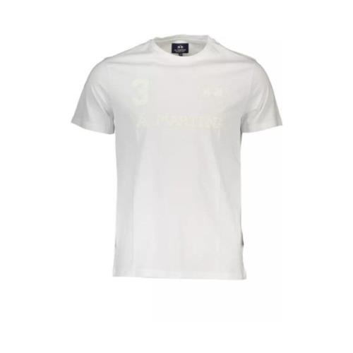 Wit Katoenen T-Shirt, Korte Mouw, Ronde Hals, Print, Logo La Martina ,...