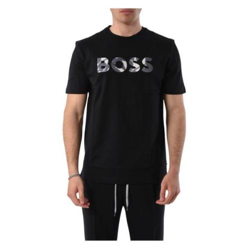 Katoenen Logo T-shirt Regular Fit Hugo Boss , Black , Heren