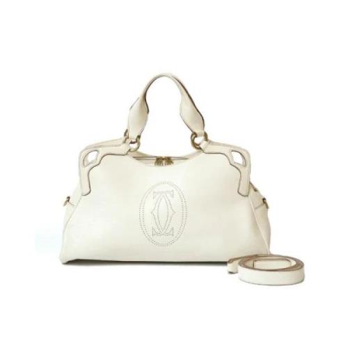 Pre-owned Leather shoulder-bags Cartier Vintage , White , Dames