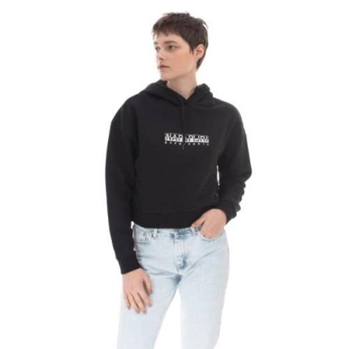 Zwarte hoodie losse pasvorm lente/zomer stijl Napapijri , Black , Dame...