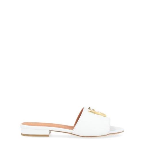 Wit Nappa Leren Ciabatta Sandaal Via Roma 15 , White , Dames