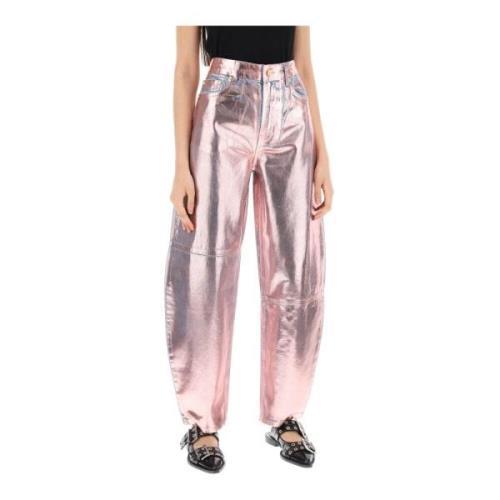 Wide Trousers Ganni , Pink , Dames
