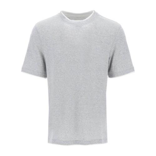 Slim Fit Linnen Katoen T-shirt Brunello Cucinelli , Gray , Heren