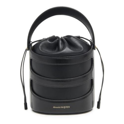 Rise Bucket Bag in Zwart Kalfsleer Alexander McQueen , Black , Dames