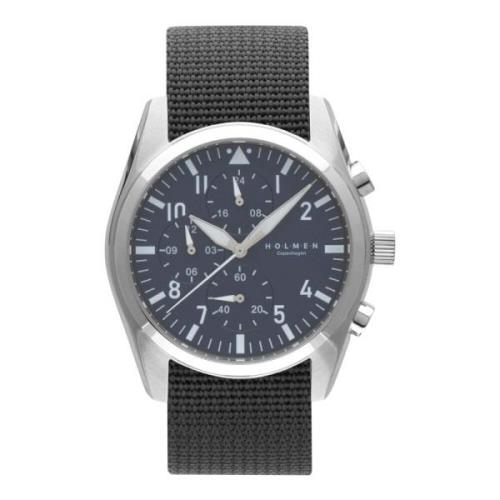 Chronografische Blauwe wijzerplaat horloge Holmen Copenhagen , Black ,...