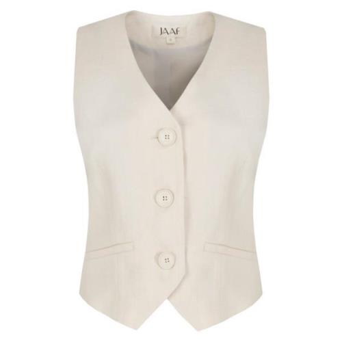 Op Maat Gemaakt Vest Top in Sandy Beige Jaaf , Beige , Dames