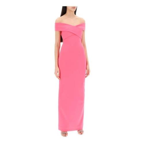 Off-shoulder maxi jurk met achter split Solace London , Pink , Dames