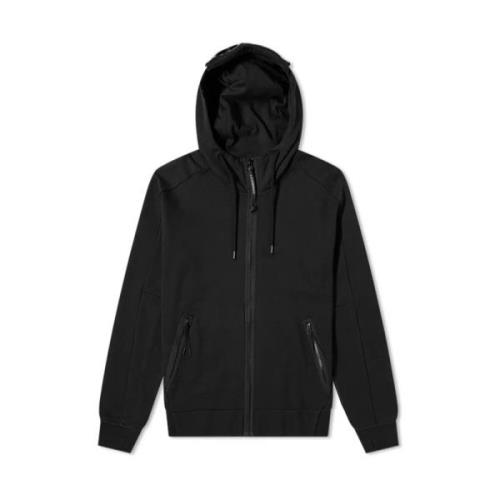 Diagonaal verhoogde fleece hoodie Goggle C.p. Company , Black , Heren