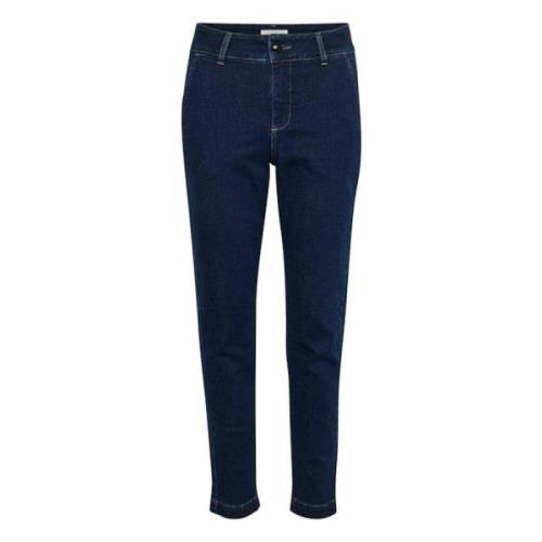Tijdloze donkere denim jeans met casual pasvorm en enkel lengte Part T...