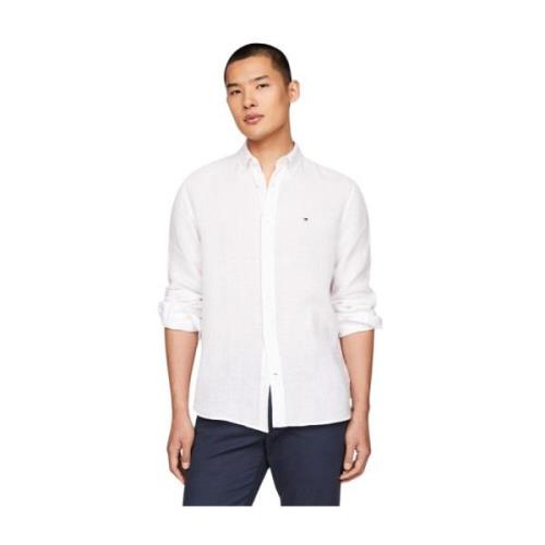 Wit Linnen Pigment geverfde Solide Shirt Tommy Hilfiger , White , Here...