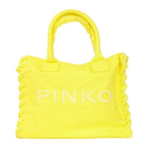 Gele Beach Shopper van Gerecycled Canvas Pinko , Yellow , Dames