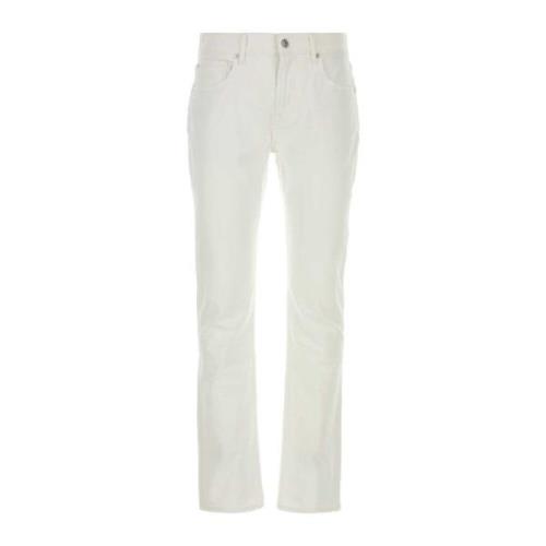 Witte Stretch Denim Straight Jeans 7 For All Mankind , White , Heren