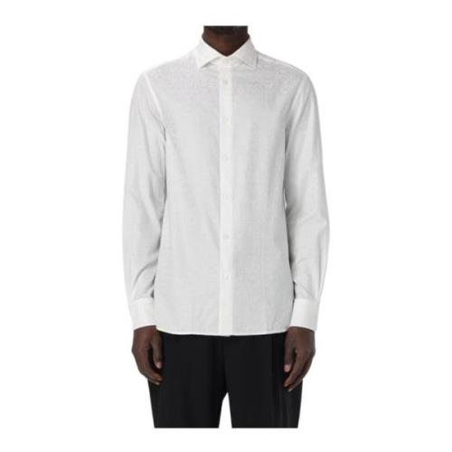 Heren Logo Motief Overhemd Emporio Armani , White , Heren