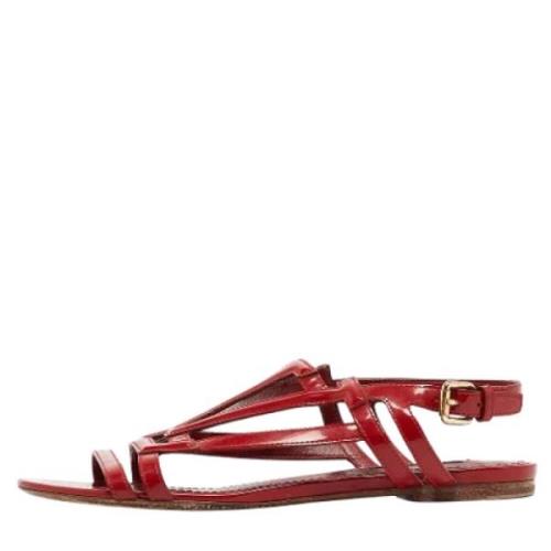 Pre-owned Leather flats Louis Vuitton Vintage , Red , Dames