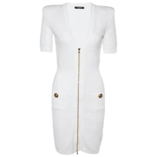 Pre-owned Knit dresses Balmain Pre-owned , White , Dames