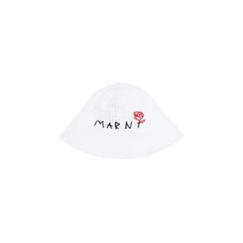 Gehaakte Bucket Hat in Lily White Marni , White , Dames