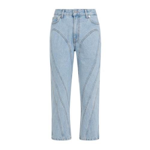 Lichtblauwe Katoenen Jeans Mugler , Blue , Dames