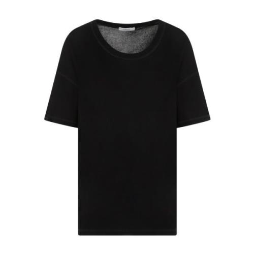 Geribbeld Zwart T-shirt Bk999 Lemaire , Black , Dames