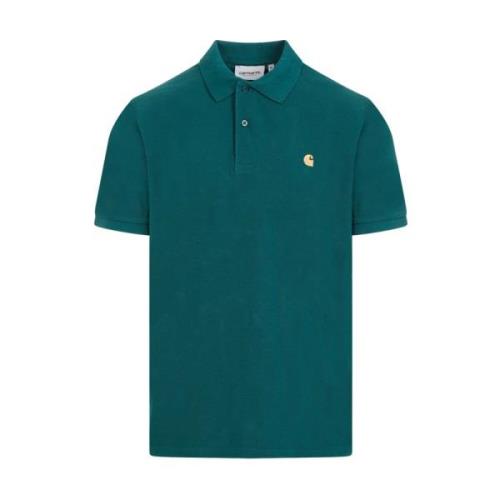 Gouden Chase Pique Polo Shirt Carhartt Wip , Green , Heren