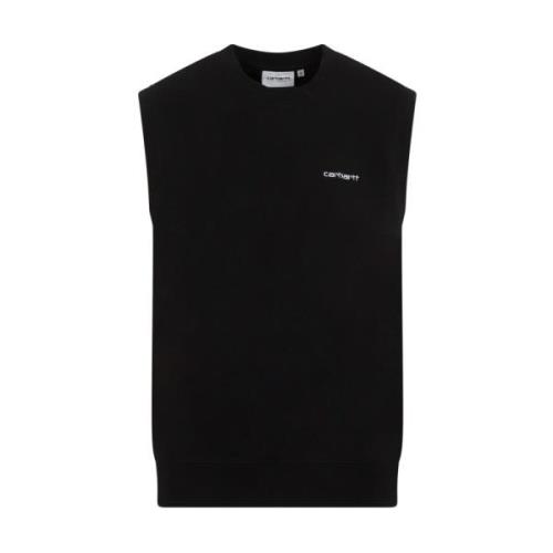 Script Vest Sweatshirt Zwart Wit Carhartt Wip , Black , Heren