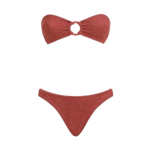 Metallic Rosewood Bikini Hunza G , Brown , Dames