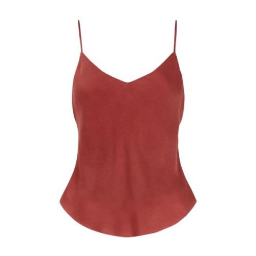 Rode Cupro Bias Cut V-hals Top Cortana , Red , Dames