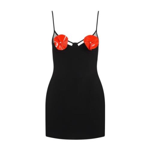 Bloemkopjes Cami Jurk Zwart Rood David Koma , Black , Dames