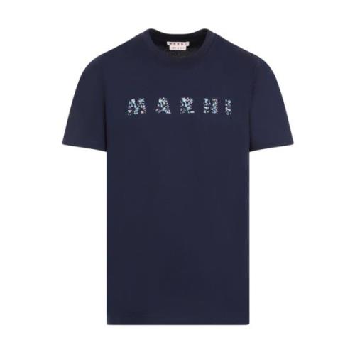 Katoenen T-shirt Flb99 Blublack Marni , Blue , Heren