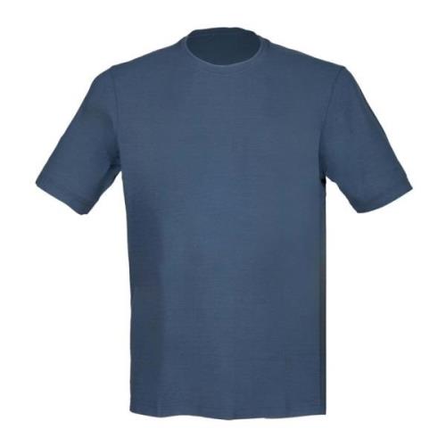 Denim Crepe Katoenen T-shirt met Zijopeningen Gran Sasso , Blue , Here...