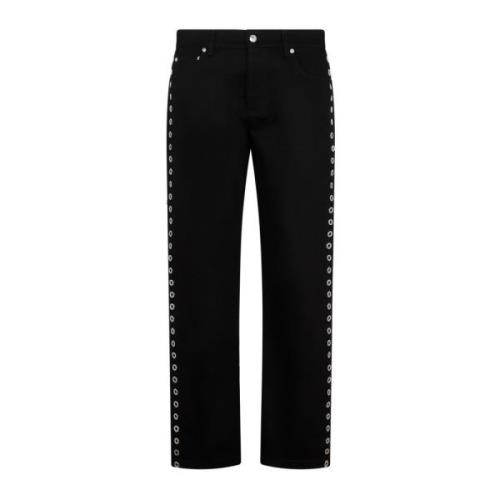 Zwarte Eyelet Katoenen Jeans Alexander McQueen , Black , Heren
