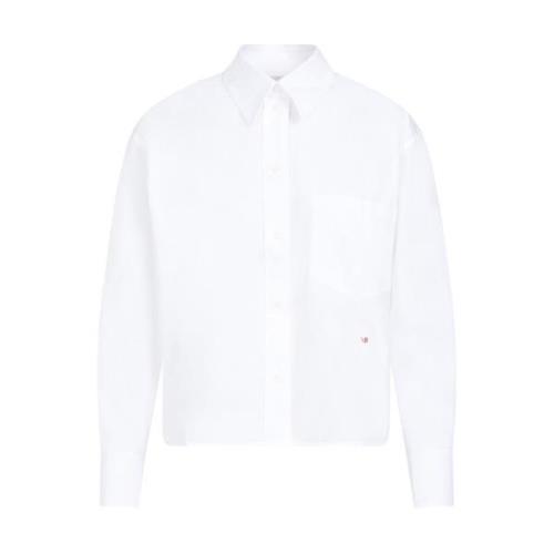 Witte Cropped Shirt Victoria Beckham , White , Dames