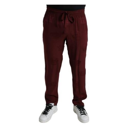 Maroon Crown Zijden Pyjamabroek Dolce & Gabbana , Brown , Heren