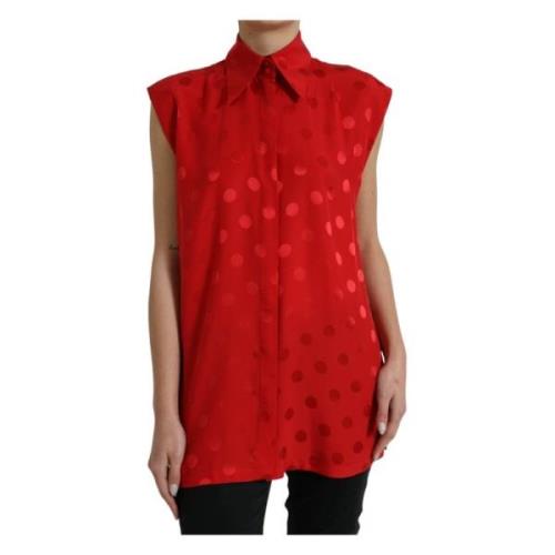 Rode polka dot zijden blouse top Dolce & Gabbana , Red , Dames